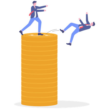 Businessman Pushing employee over  Illustration