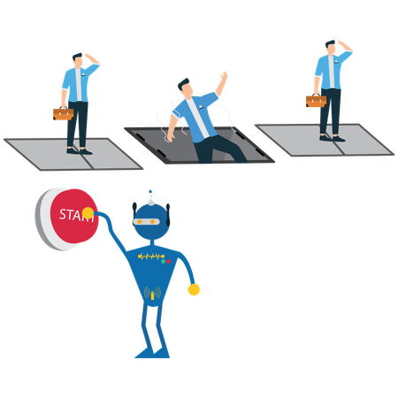 Businessman Pushing fired button  Illustration