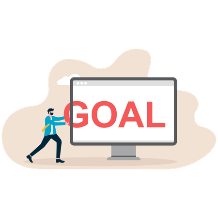 Businessman pushing goal  Illustration
