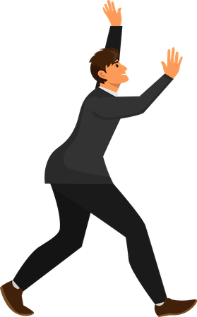 Businessman pushing invisible wall  Illustration