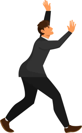 Businessman pushing invisible wall  Illustration