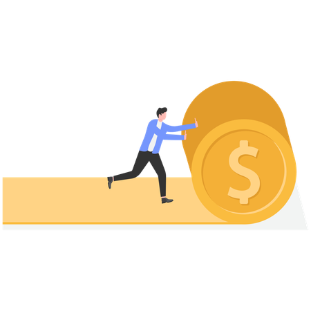 Businessman pushing money  Illustration