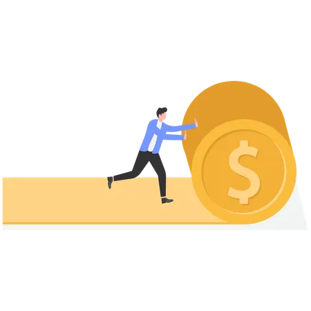 Businessman pushing money  Illustration