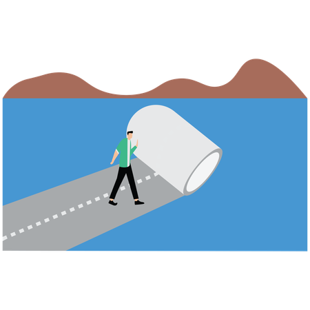 Businessman pushing road roller to top of success Making your own business path  Illustration