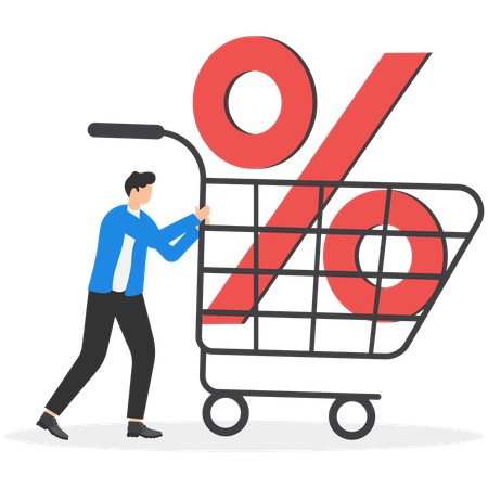 Businessman pushing shopping cart  Illustration