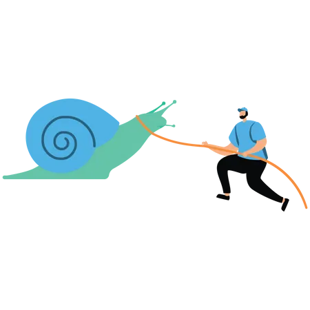 Businessman pushing snail  Illustration