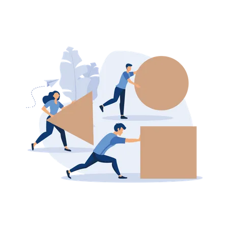 Businessman pushing sphere  Illustration