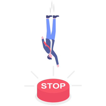 Businessman pushing stop button  Illustration