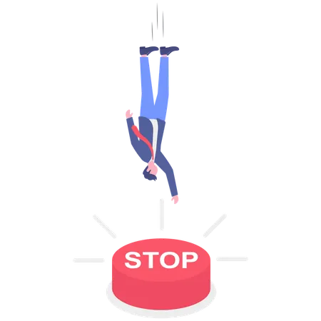 Businessman pushing stop button  Illustration