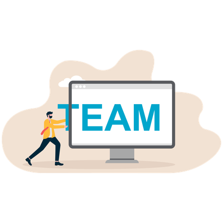 Businessman pushing team  Illustration