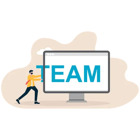 Businessman pushing team  Illustration