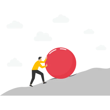 Businessman Pushing The Ball  Illustration