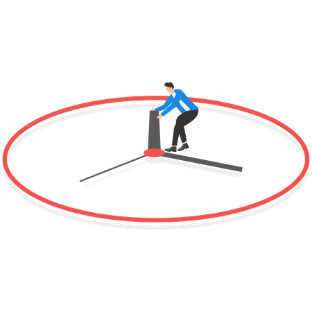 Businessman pushing time back  Illustration
