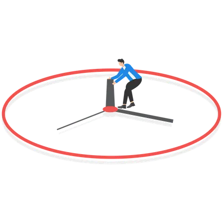 Businessman pushing time back  Illustration