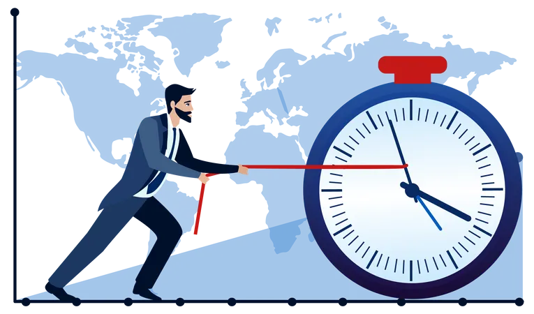 Businessman pushing time limit  Illustration