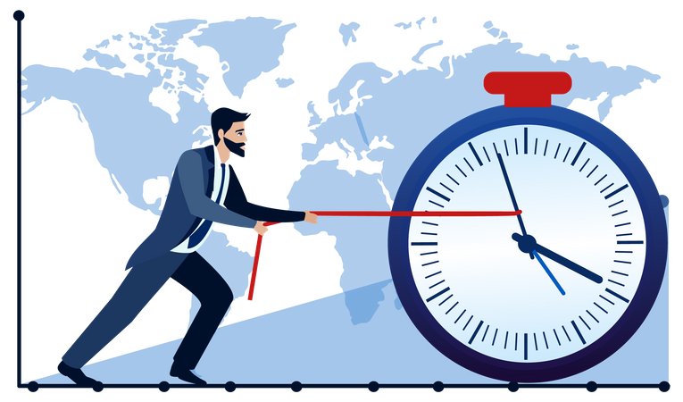 Businessman pushing time limit  Illustration