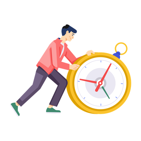 Businessman pushing timer  Illustration