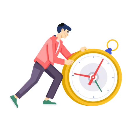 Businessman pushing timer  Illustration