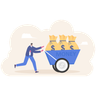 illustration for pushing wheelbarrow