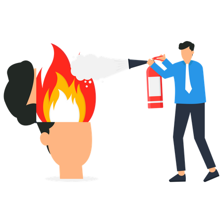 Businessman Put Fire Extinguisher  Illustration