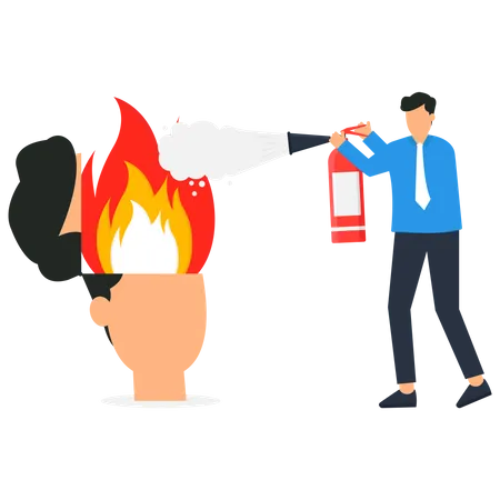Businessman Put Fire Extinguisher  Illustration