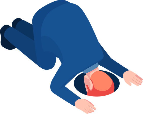 Businessman put Head Inside Hole on The Floor  Illustration