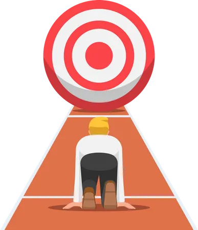 Businessman On Starting Point And Ready To Run At The Target Business Target And Starting Career Concept Illustration