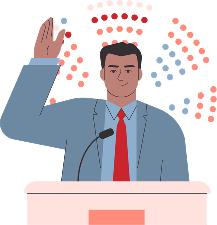 Businessman raised hand while giving speech  일러스트레이션