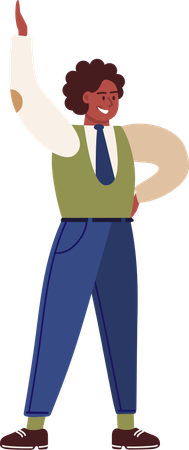 Businessman raised his left hand up  일러스트레이션