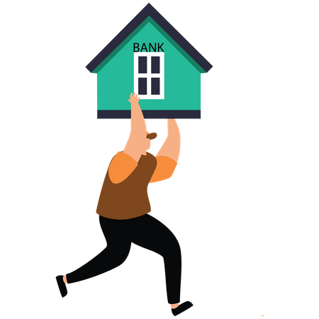 Businessman raises a bank  Illustration
