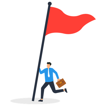 Businessman raises a red flag  Illustration