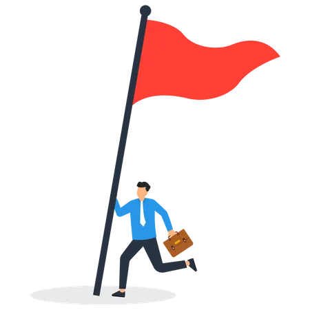 Businessman raises a red flag  Illustration