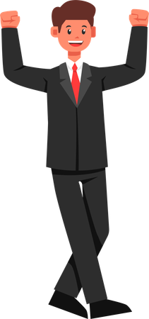 Businessman Raising Both Hand  Illustration