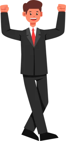 Businessman Raising Both Hand  Illustration