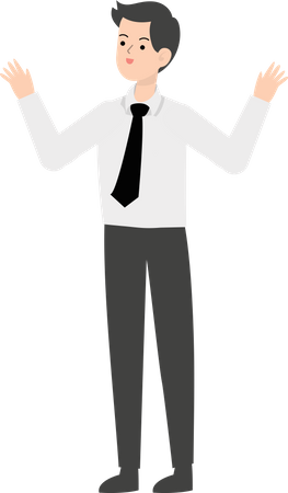 Businessman raising both hands Illustration