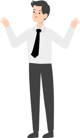 Businessman raising both hands Illustration