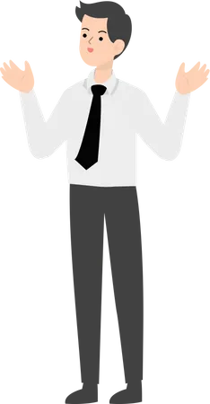 Businessman Raising Both Hands Illustration