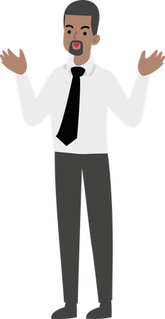 Businessman Raising Both Hands  Illustration