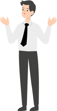 Businessman Raising Both Hands  Illustration