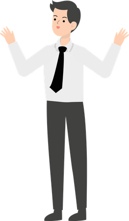 Businessman raising both hands  Illustration