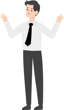 Businessman raising both hands  Illustration