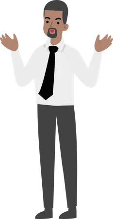 Businessman Raising Both Hands  Illustration