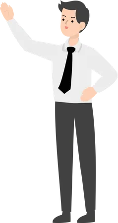 Businessman raising hand  Illustration
