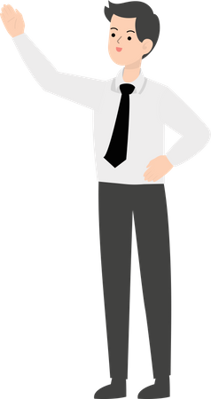 Businessman raising hand  Illustration