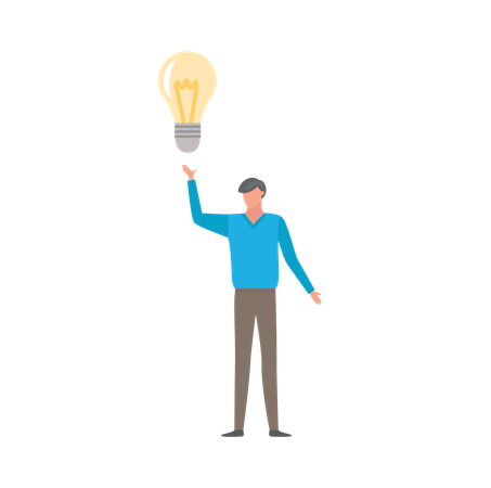 Businessman raising his hand having innovative idea  Illustration