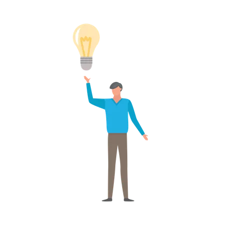 Businessman raising his hand having innovative idea  Illustration