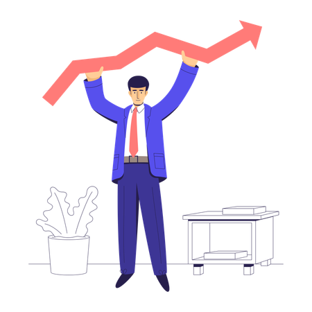 Businessman raising rising chart  Illustration