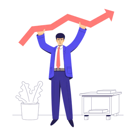 Businessman raising rising chart  Illustration