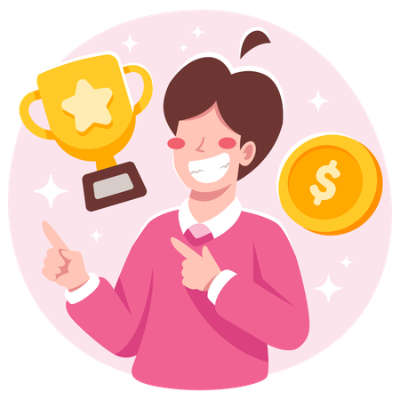 Businessman reach goal in business  Illustration