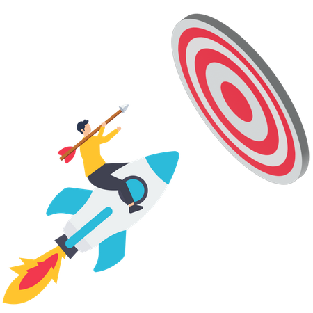 Businessman reach towards success target  Illustration